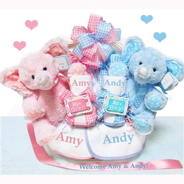 Personalized Double The Blessings Twins Baby Gift Basket Corner