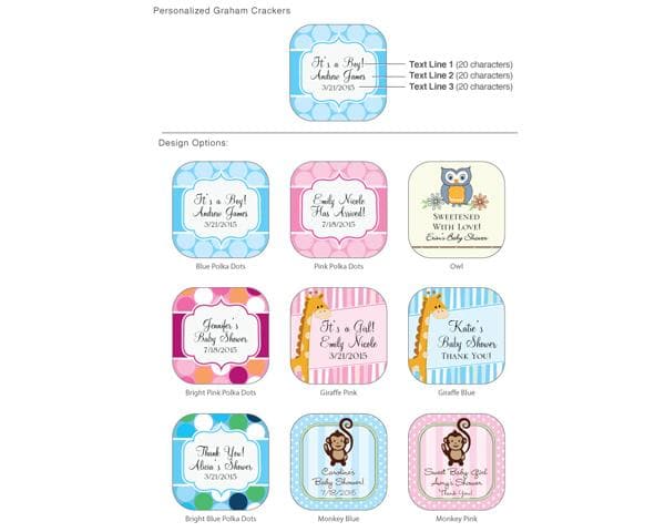 Personalized Exclusive Baby Chocolate Graham Crackers (Many Designs Available)