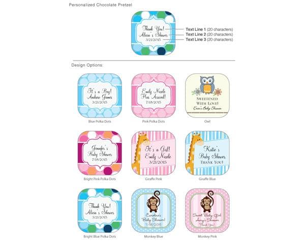 Personalized Exclusive Baby Gourmet Pretzels (Many Designs Available)