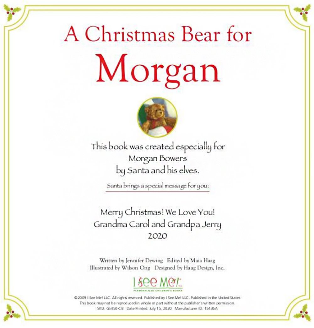 A Christmas Bear for Me Personalized Book