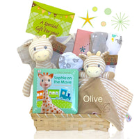 Thumbnail for Personalized Little Animal Safari Baby Gift Basket