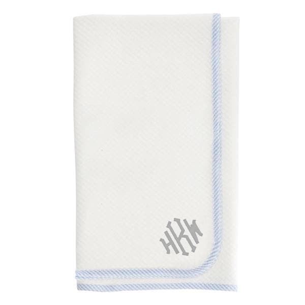 Blue Seersucker Pointelle Blanket (Personalization Available)
