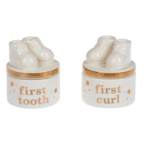 Baby Shoes First Curl & First Tooth Keepsake Box Set
