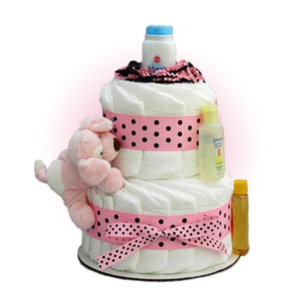 Pink Sparky 2-Tier Diaper Cake