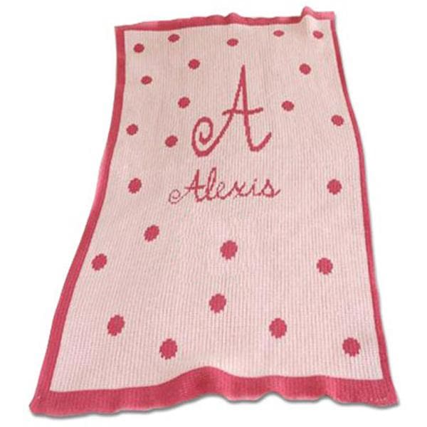 Personalized Acrylic Stroller Blanket with Precious Polka Dots and Name (Many Colors Available)