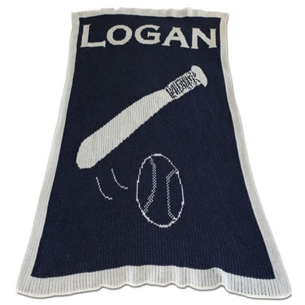 Personalized Acrylic Stroller Blanket with Name and Baseball Bat (Many Colors Available)