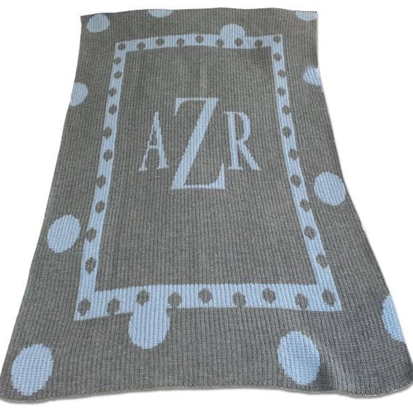 Personalized Double Polka Dot Border Stroller Blanket with Monogram (Many Colors Available)