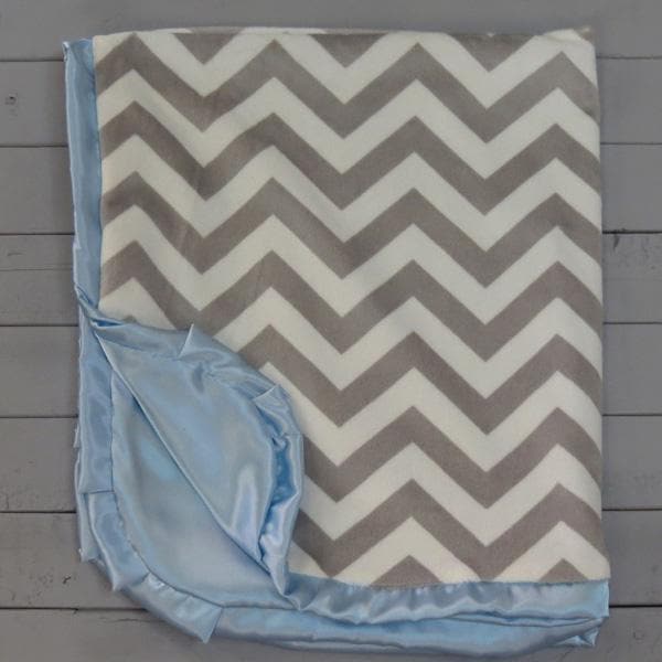Personalized Blue and Grey Chevron Baby Blanket