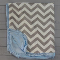 Thumbnail for Personalized Blue and Grey Chevron Baby Blanket