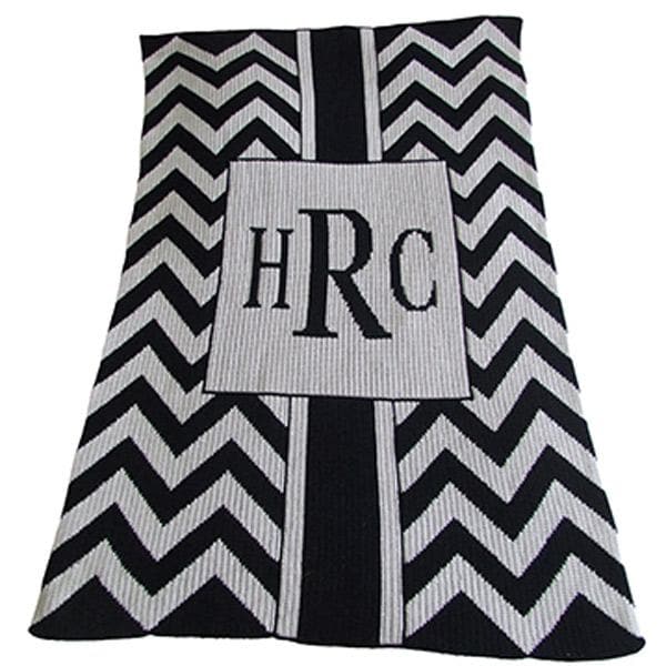 Monogrammed Chevron With Box Stroller Blanket