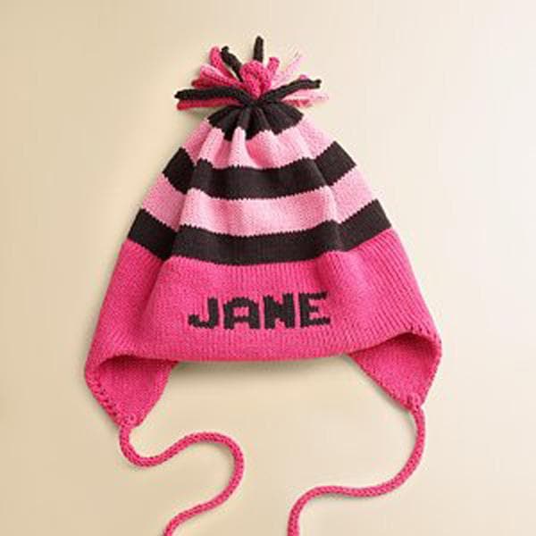 Personalized Stripe Earflap Hats (Many Colors Available)