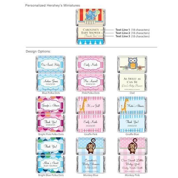 Exclusive Personalized Assorted Hershey's Mini Baby Shower Favors