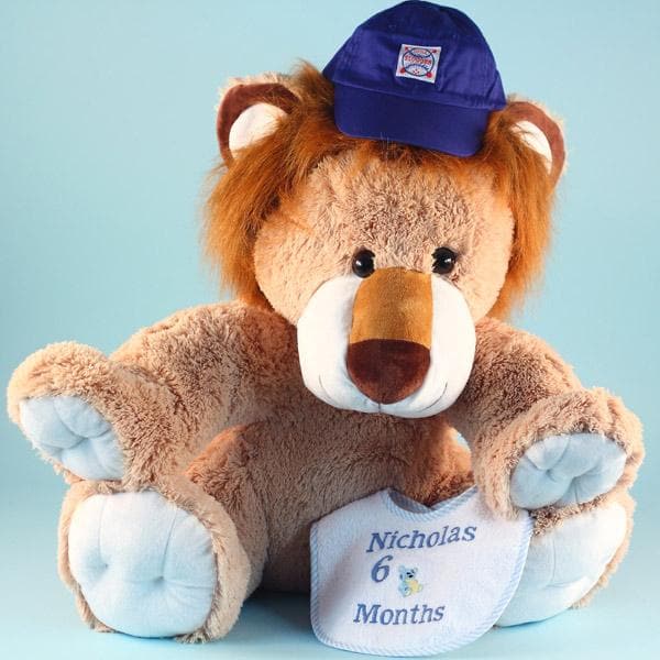 Personalized Giant Plush Lion Baby Gift Set
