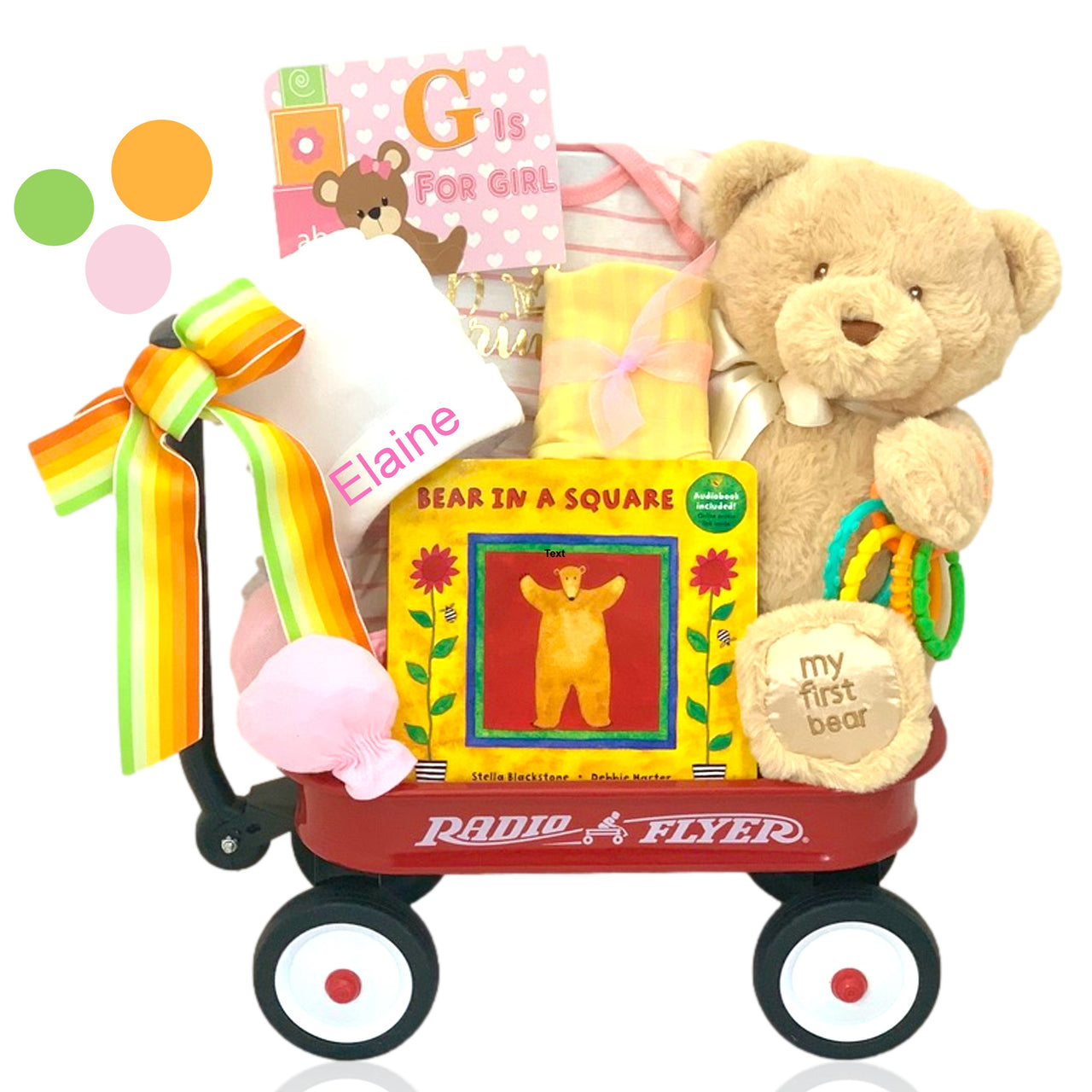 Personalized G is for Girl Mini Radio Flyer Wagon Gift Basket