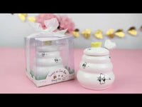Sweet As Can Bee Ceramic Honey Pot with Wooden Dipper - Small
