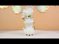 Tea Time Whimsy Ceramic Bud Vase (Set of 2)