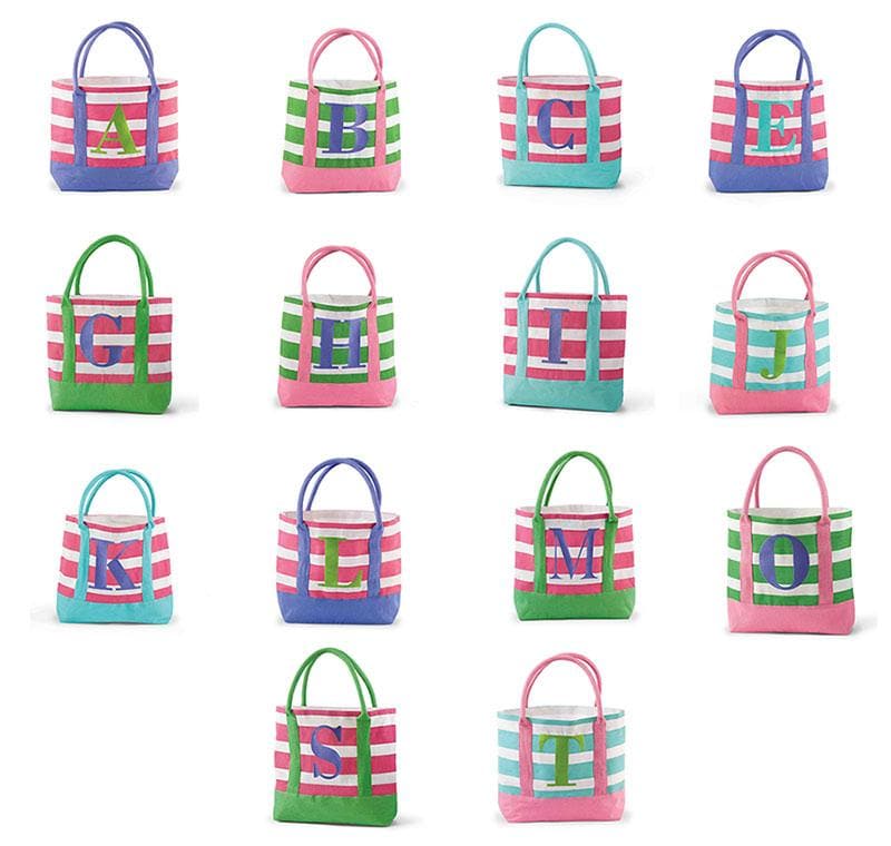 Colorful Jute Initial Tote Diaper Bag
