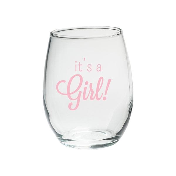 It's a Girl 9 oz. Stemless Wine Glass (Set of 12)