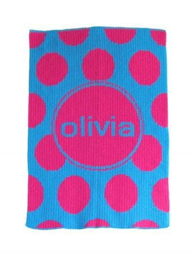 Personalized Acrylic Stroller Blanket with Modern Polka Dot (Many Colors Available)