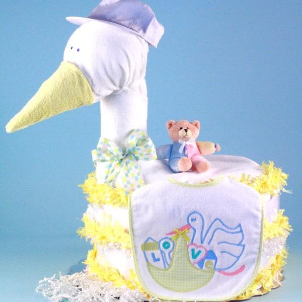 Stork Delivers Baby Diaper Cake (Yellow)