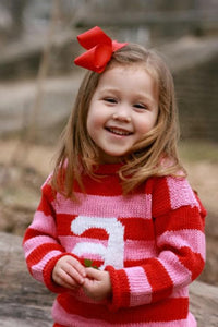 Thumbnail for Personalized Knitted Stripe Letter Sweater (Available In Blue or Pink)