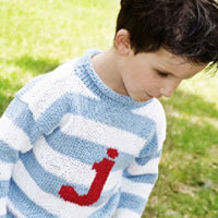 Thumbnail for Personalized Knitted Stripe Letter Sweater (Available In Blue and Pink)